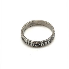 925 Sterling Silver Vintage Greek Key Design Pattern Band Ring Size 7.5