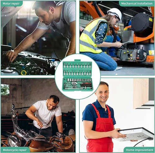 46Pcs Socket Wrench Set 1/4" Drive Ratchet Metric Kit Garage Car Repair Tool USA - Picture 9 of 23