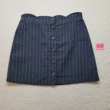 Altar d State Striped Cotton Linen Blend Scalloped Midi Skirt New w/o Tags