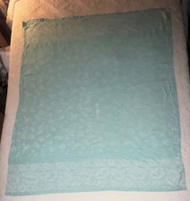 Tablecloth: Light Green  White Reversible Floral Tablecloth - 55" L x 45" W