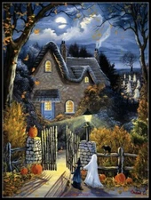 Tess's Halloween - DIY Chart Counted Cross Stitch Patterns Needlework 14 ct DMC