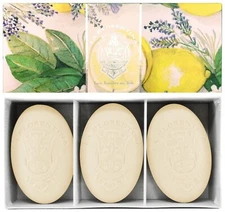 NEW La Florentina Italian 3 Bar Lemon Lavender Soap Set 5.3 oz Each Luxury