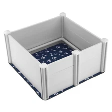 Dog Whelping Box 38.6x38.6x18.1in PVC with Rails Pee Pad for Dogs Puppies