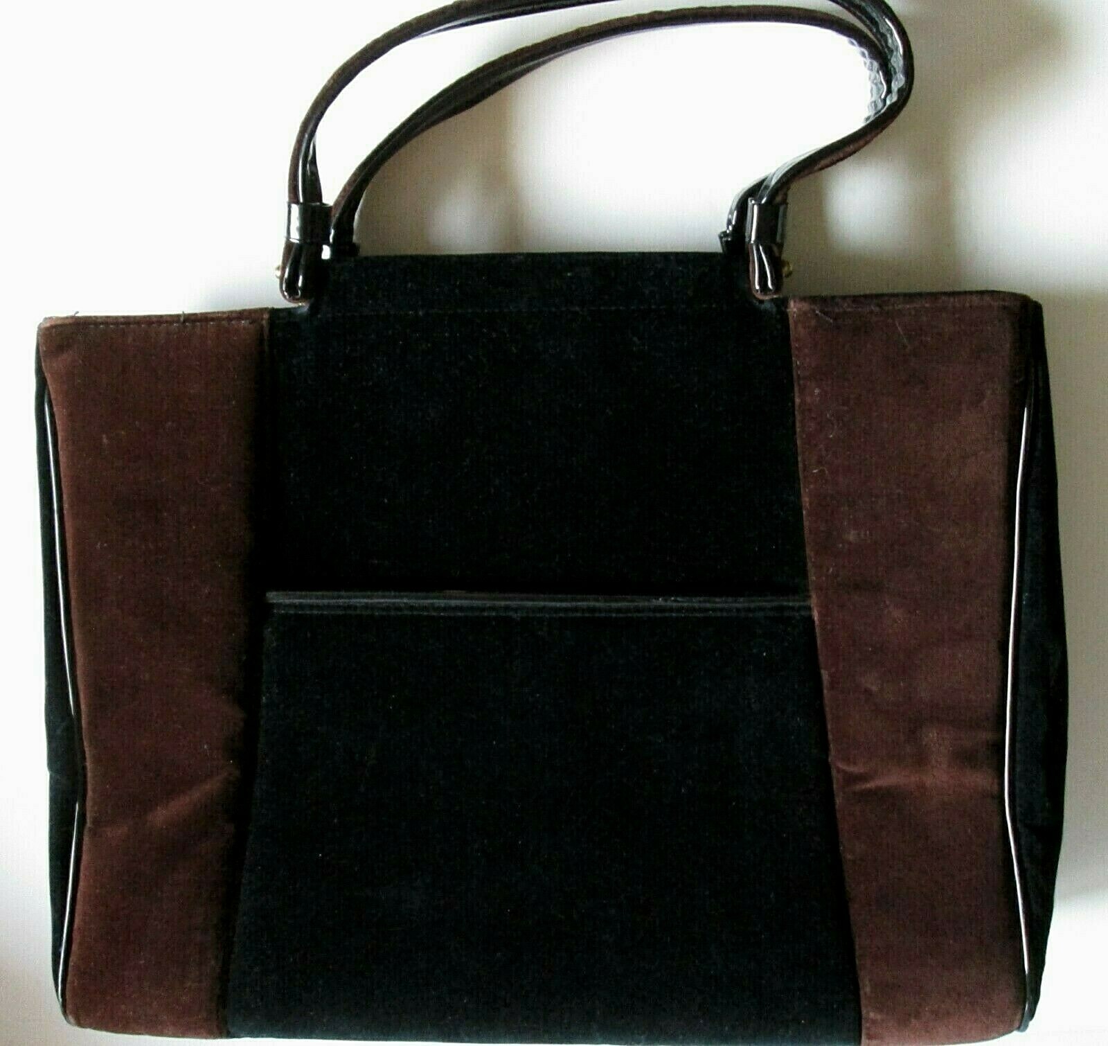 Vintage KADIN Black Brown Suede Purse Handbag USA - image 1