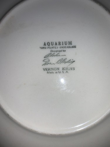 Vernon Kilns " Acquario " Raro HTF dipinto a mano Don Blanding anni '30 9" rotondo - Foto 7 di 8