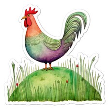 Chicken Rooster, Vinyl Decal Sticker, Indoor Outdoor, 3 Sizes, 11111