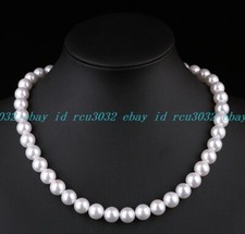 New White South Sea Shell Pearl Round Beads 18" Choker Necklace Lobster Clasp