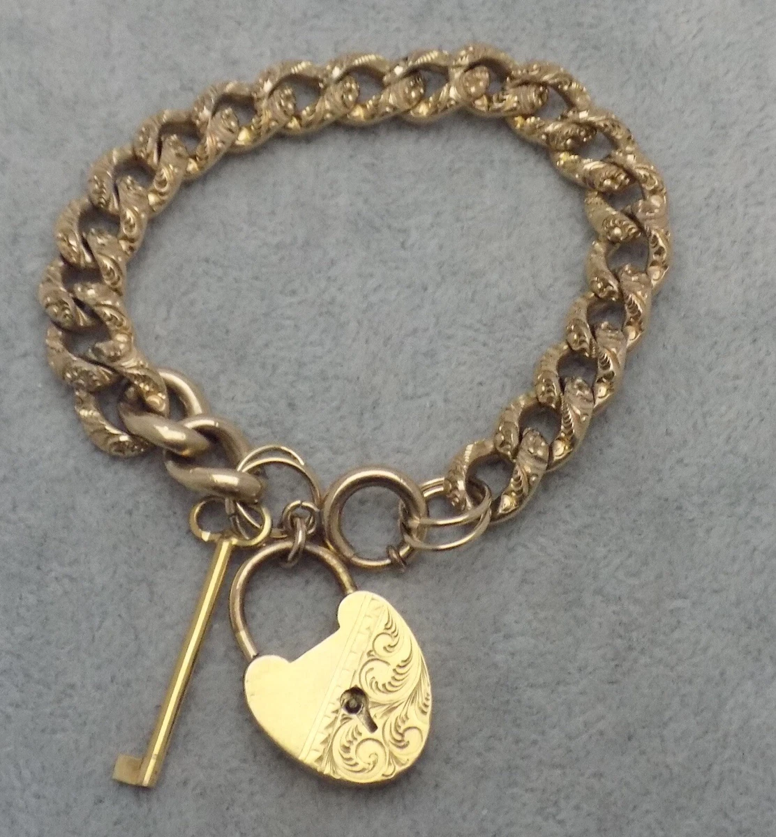 Gold Padlock and Keys Charm Bracelet