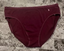 NWT VICTORIA'S SECRET L MAROON PINK LOGO WAISTBAND RARE HIGH LEG BRIEF PANTIES