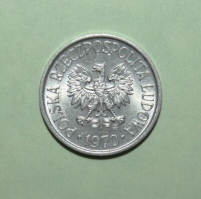 S10 - Poland 5 Groszy 1970 Choice Uncirculated Aluminum Coin