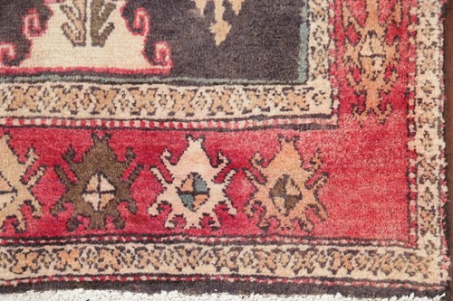 One-of-a-Kind Geometric Charcoal Ardebil Oriental Hand-Knotted 4'x9' Runner Rug - Picture 6 of 12