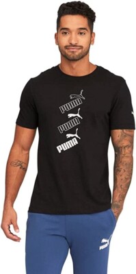 PUMA Amplified Stack Logo T-Shirt Black Size XL Men's