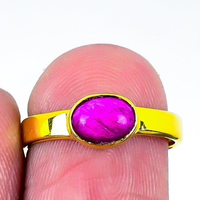 Kaschmir roter Rubin Stein Sterlingsilber Boho Band Wurzel Chakra Ring Schmuck US 6,5