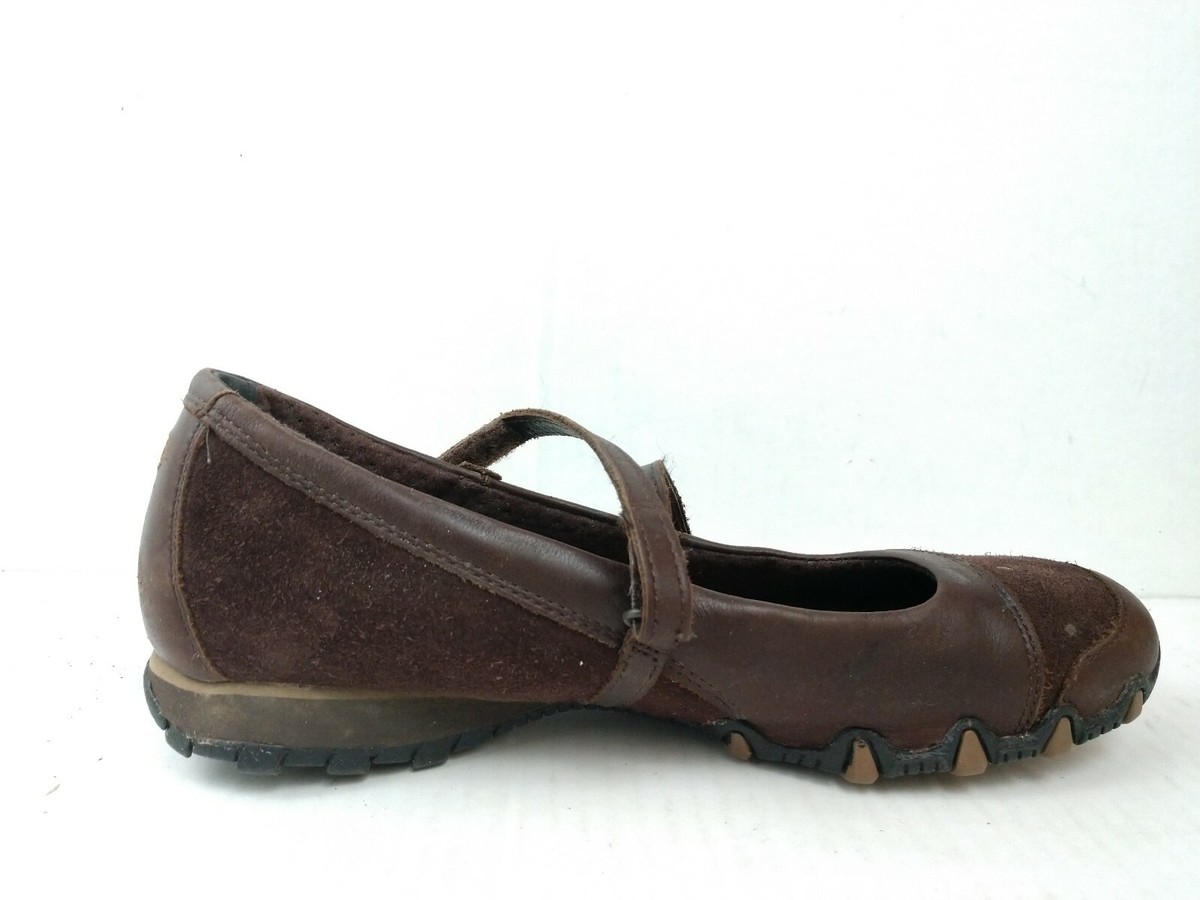 Skechers Womens M Brown Suede Leather Strappy Mary Jane Athletic