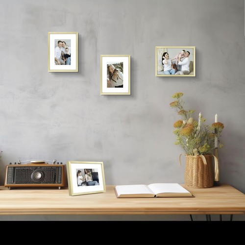 6x8 Aluminum Frames with Mats for 4x6 PicturesPhotos Real Glass Portra - Picture 6 of 8