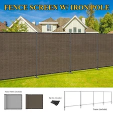 Outdoor Privacy Fence Screen Dog Fence Garden Patio Yard Decor W/ Poles + Fabric