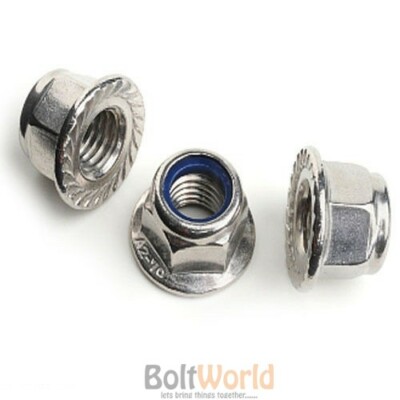 M6 / 6mm A2 EDELSTAHL FLANSCH & GEZAHNT NYLON EINSATZ NYLOC MUTTERN / FLANSCH