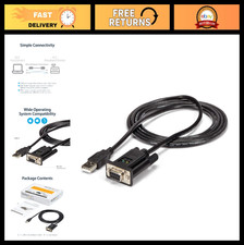 6ft USB to Serial RS232 Adapter Cable, FTDI DB9 Null Modem, USB 2.0, 1-Port