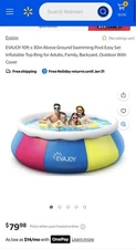 EVAJOY 10ft x 30in Above Ground Swimming Pool Easy Set Inflatable for Adults