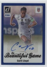 2023-24 Panini Donruss FIFA Beautiful Game Blue Prizm 55/99 Carli Lloyd Auto ux8