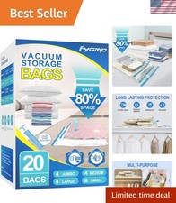 20-Pack Vacuum Storage Bags with Portable Hand Pump for Travel Storage