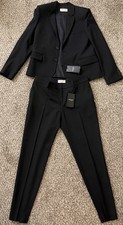 Saint Laurent Black 100 Wool Blazer Suit Set Jacket And Trousers FR 40