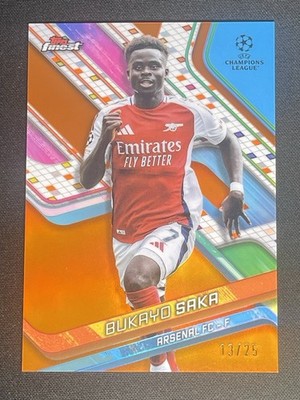/25 2025 UEFA TOPPS FINEST ORANGE REFRACTOR Bukayo Saka Arsenal England #77