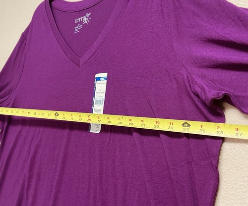Neu mit Etikett Terre & Sky Damengröße 2X (20W-22W) Bluse Langarm V-Ausschnitt Pullover Oberteil - Bild 7 von 13