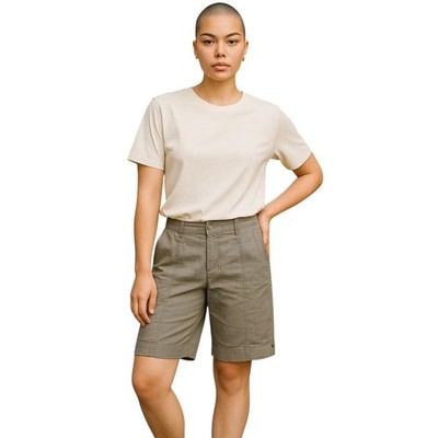 MEXX linen shorts Women (8) gray/waist button,clasp,/zip fly/ 4 pockets/cuffed