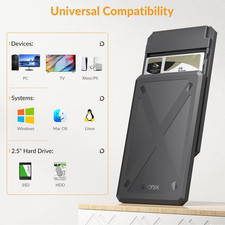 2.5 Inch Hard Drive Enclosure, 6Gbps USB C 3.1 to SATA III Tool-Free External...