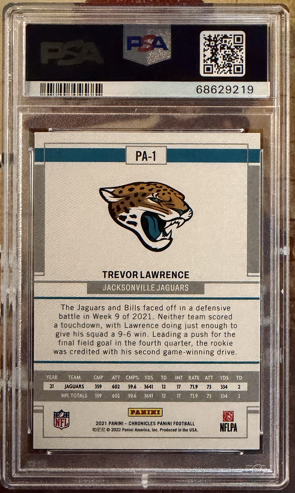 Trevor Lawrence - 2021 Panini Chronicles - #PA-1 (RC) - PSA 10 view 2