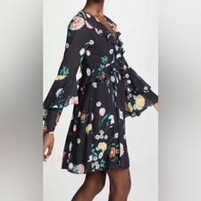 Yumi Kim Celeste floral print mini dress Large tiered bell sleeves NEW flowy