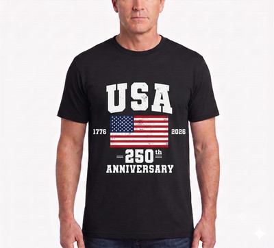America 250 Years T-Shirt US Flag 1776 2026 4th of July Independence Day Men Tee