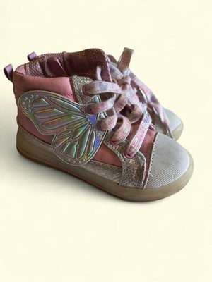 High Top sparkly pink light up fairy wing sneakers Size 8 Toddler
