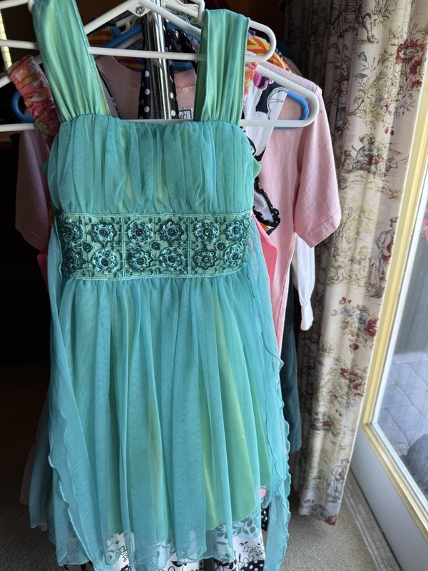 VINTAGE MY MICHELLE TURQUOISE DRESS SZ 7 Girls