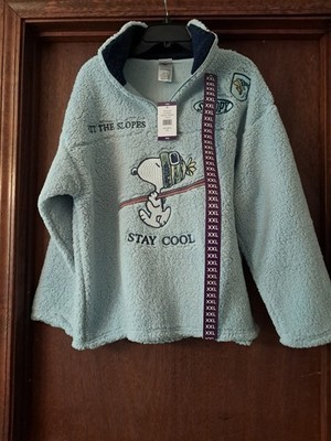 Peanuts Snoopy Licensed Character Fleece Pullover Embroidered XXLarge Light Blue