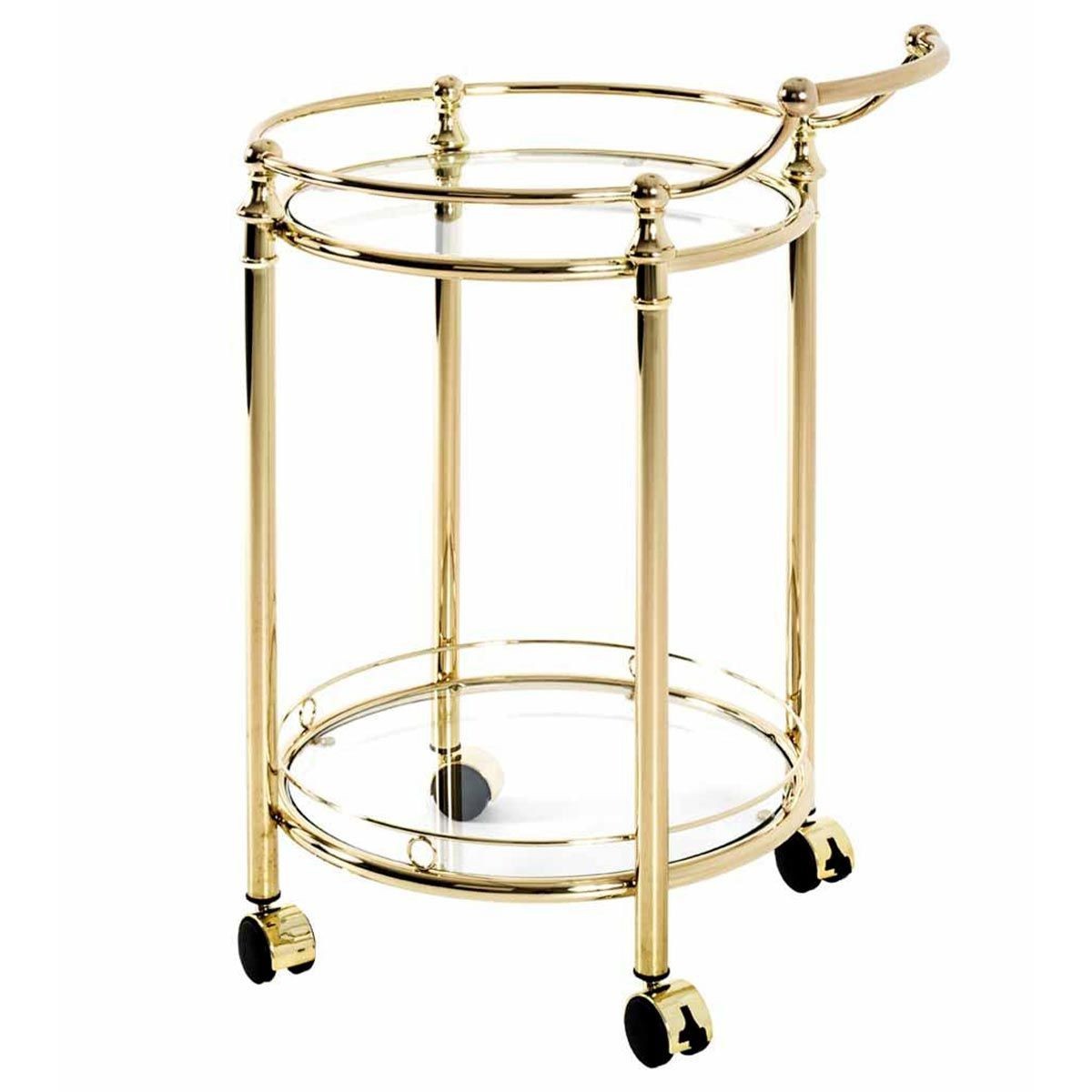Desserte de cuisine design laitonné or 79cm chariot de service métal