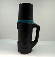 Thermos 1L Vacuum Flask Black/Blue Insulated w/ Handle Twist Lid Two-Piece