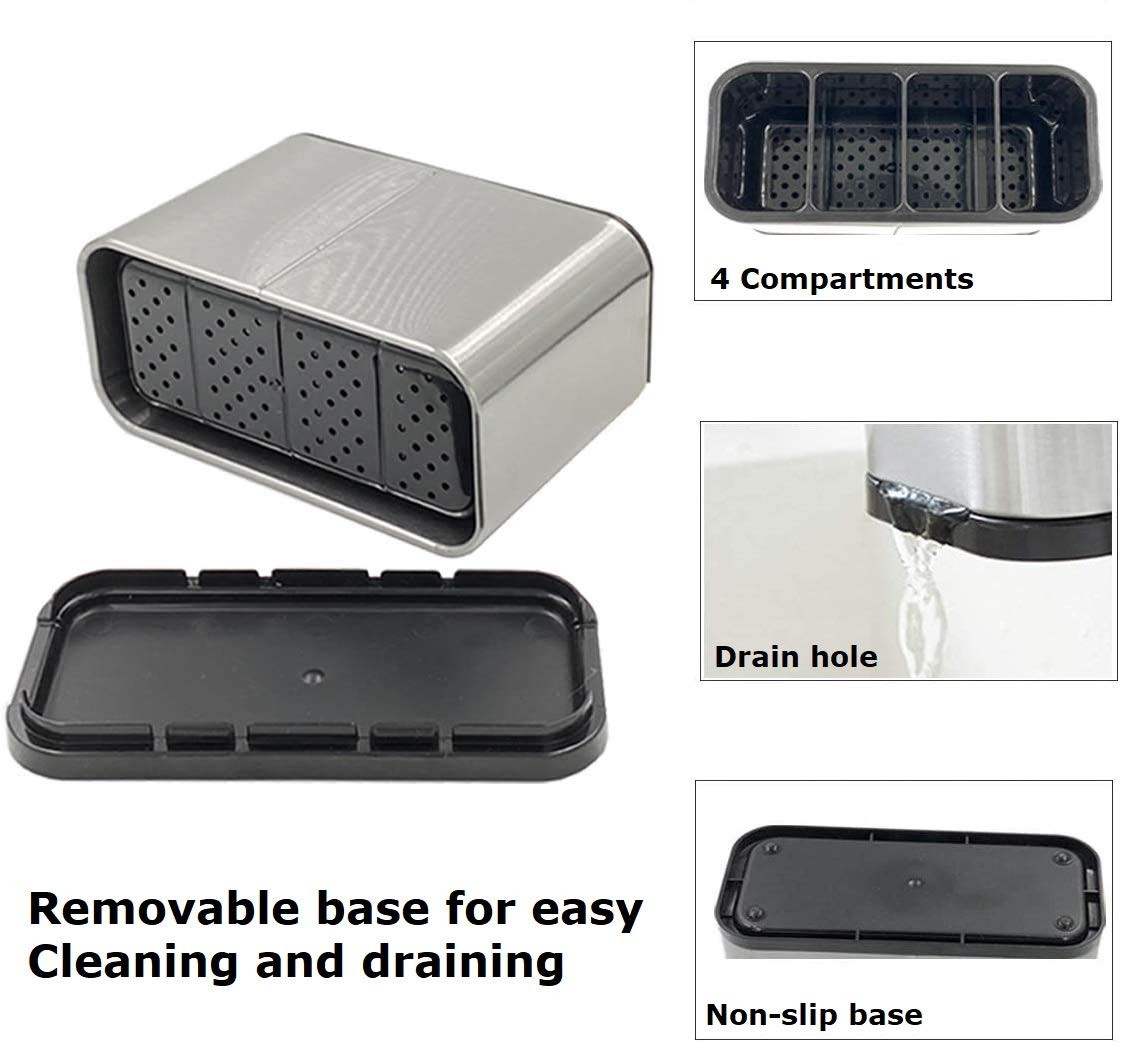 TESOT Silverware Caddy Utensil Caddy Spoon Holder with 4 Divided Compartments, 