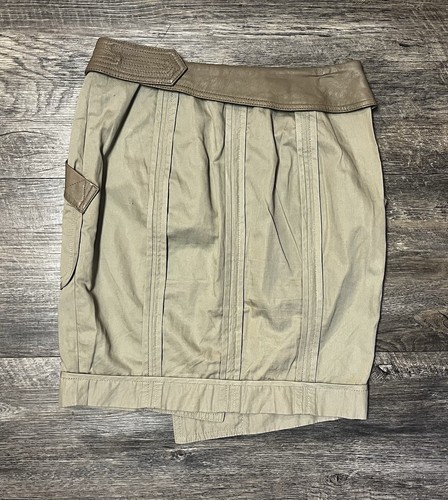 Alexander Wang Tan Beige Brown Leather Trim Pencil Skirt Size 0 - Picture 2 of 8