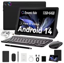 10Inch Tablet Android 14,12GB RAM  64GB ROM, 1TB Expand WiFi6 Face Unlock,HD