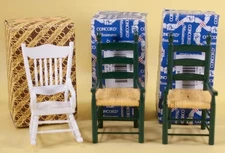 Concord Miniatures Chairs Dollhouse Furniture Lot of 3 Pcs. White Green Rocking