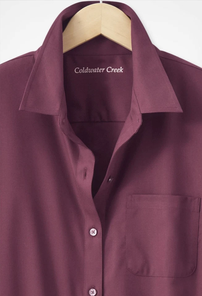 Túnica Coldwater Creek para mujer en cualquier momento sin planchar color vino o agua clara Foto 2 de 4