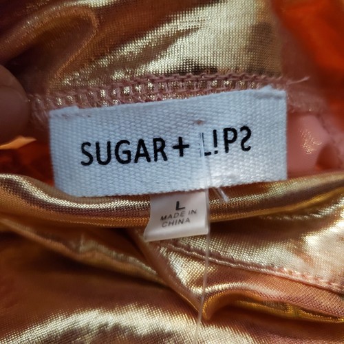 Sugar + Lips Rosegold Urlaub Top Größe Large Reg $ 59,00 Neu mit Etikett - Bild 5 von 8