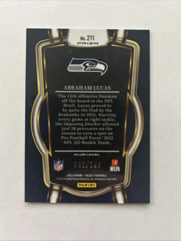 Abraham Lucas 2022 Panini Select Club Level Tri-Color Prizm /149 #211 Rookie RC - Image 2 of 2
