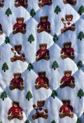 4059. Cranston Quilted Fabric Cotton CHRISTMAS NOEL BEARS Craft, 1.5 Yds x42”