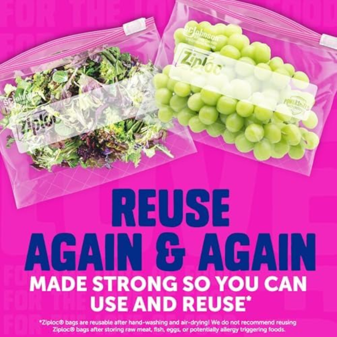 Ziploc Slider Food Storage Freezer Bag Zip Lock Plastic Travel Quart Size 42 Ct