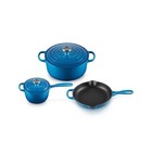 Le Creuset Signature Enamled Cast Iron Marseille Blue 5-Piece Cookware Set NIB