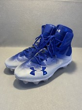 Under Armour Mens Highlight Football Cleats 3000183-400 High Top Blue/White 12