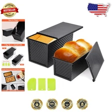 Professional Pullman Bread Pan 2pc w/Lid - 1lb & 0.5lb Non-Stick Baking